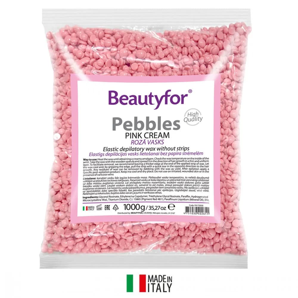 Воск пленочный Beautyfor Pebbles pink cream плотность средняя в гранулах 1000 г