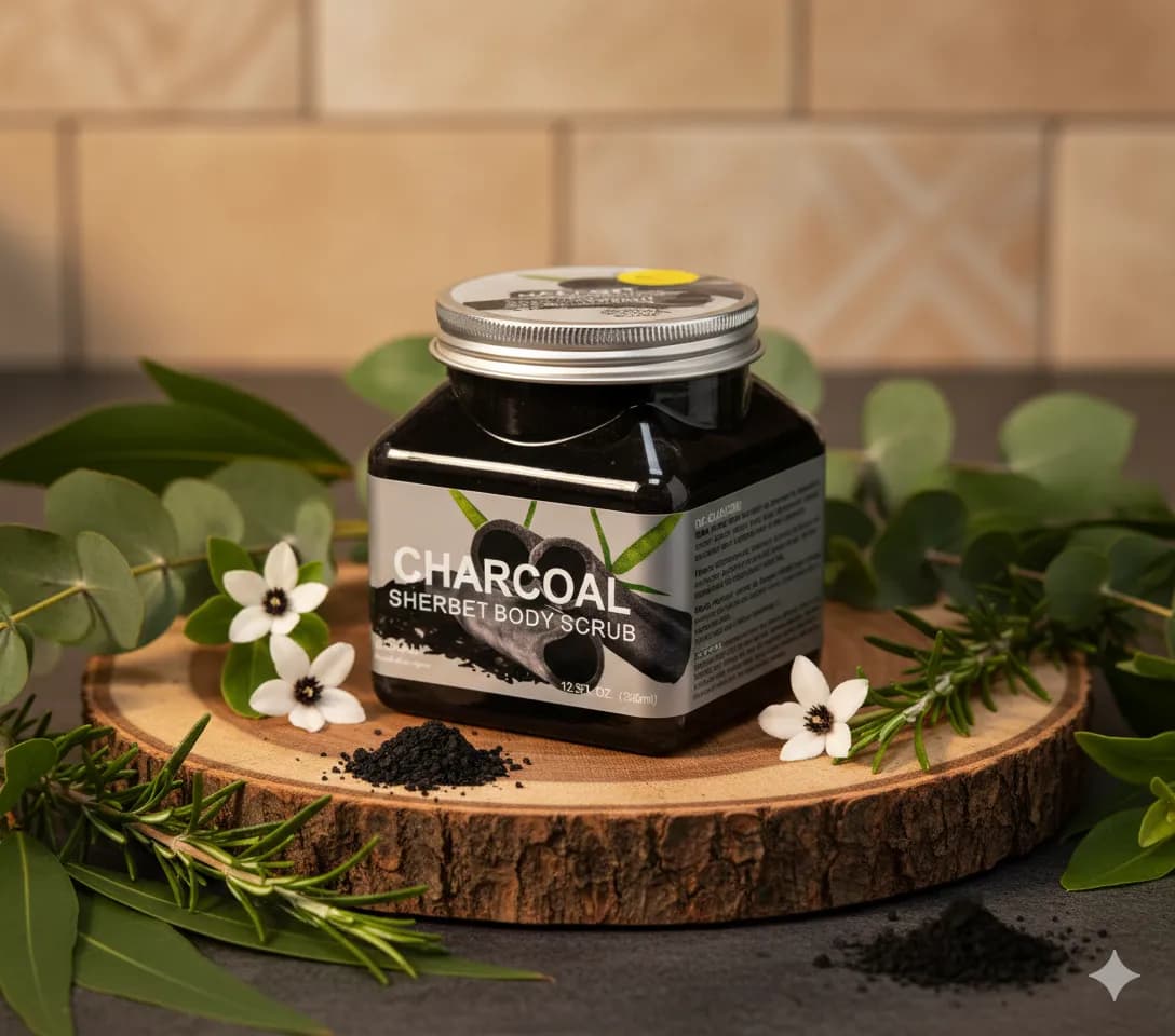 WOKALI скраб для тела уголь Charcoal Sherbet Body Scrub 350 мл